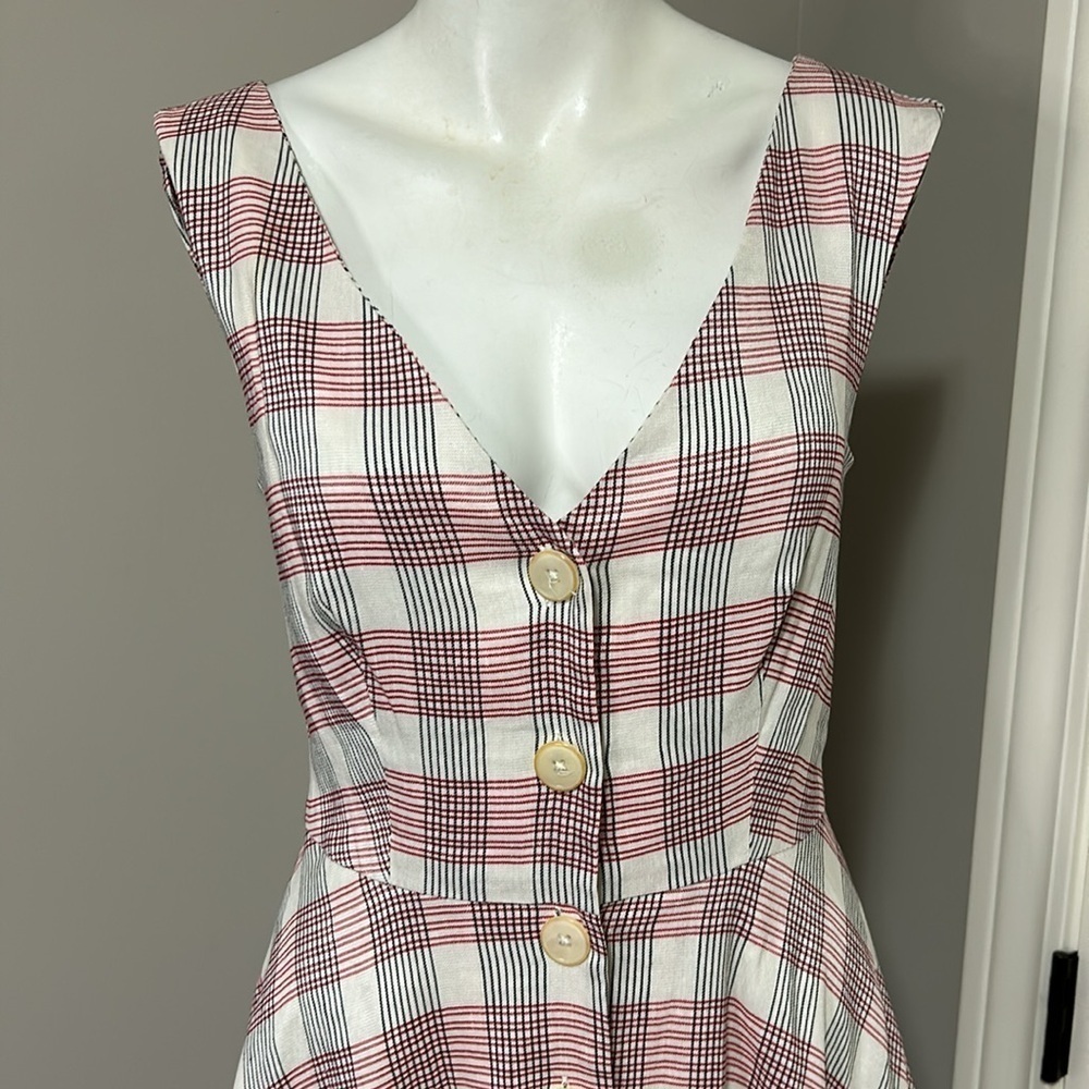 Veronica Beard Finn Checked Crepe Handkerchief Plaid Midi Dress Pockets Size 2 - Picture 4 of 16